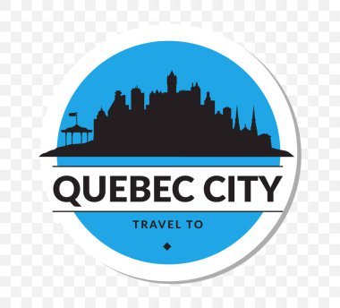 Quebec Şehri 'ni temsil eden yaratıcı tasarlanmış bir logo. Ufuk çizgisini bir seyahat temasının yanında sergiliyor.