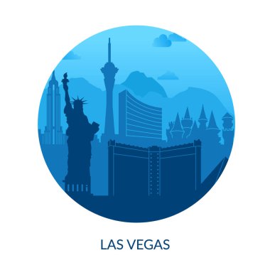 Las Vegas 'ın nefes kesici bir silueti ünlü ikonik simgelerini ve cazibesini sergiliyor.