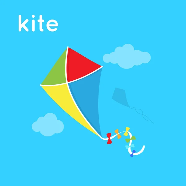 Bright kite in de hemel. — Stockvector