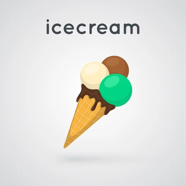 锥形冰淇淋中的冰淇淋. — 图库矢量图片