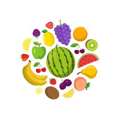 Meyve kompozisyonu yuvarlak.