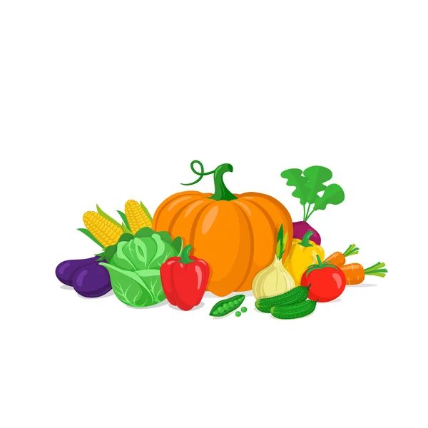 Composición colorida de verduras . — Vector de stock