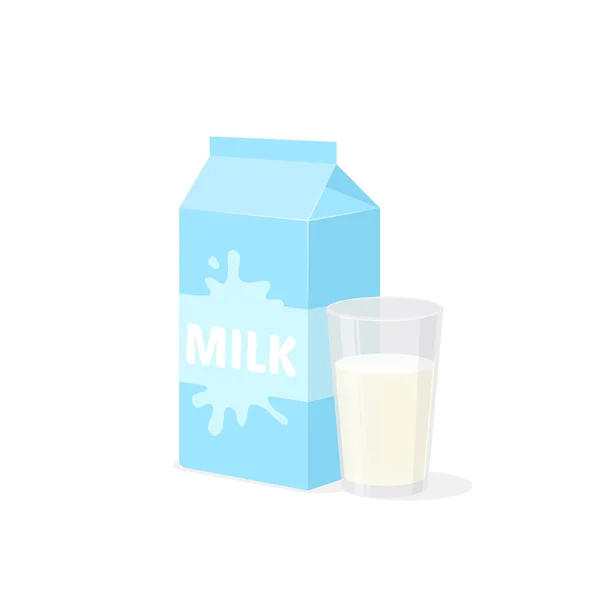 Melk pack en glas. — Stockvector