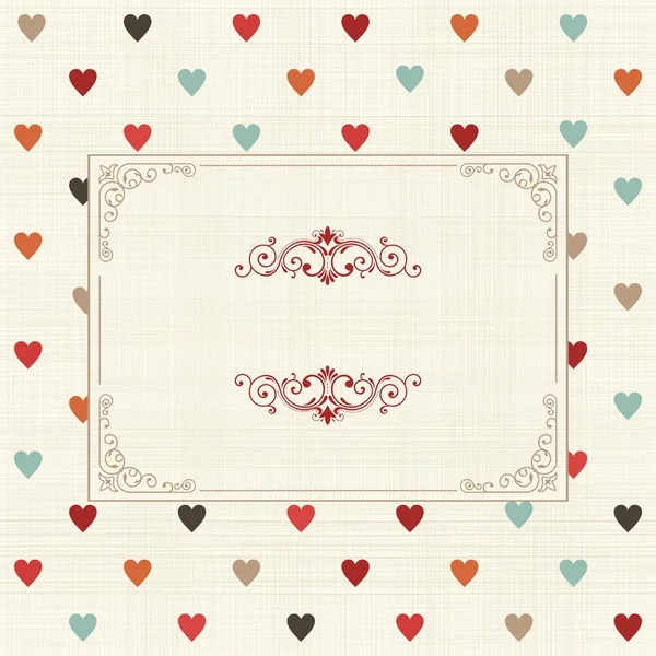 Vintage card with colorful hearts on texture background — Stock Vector