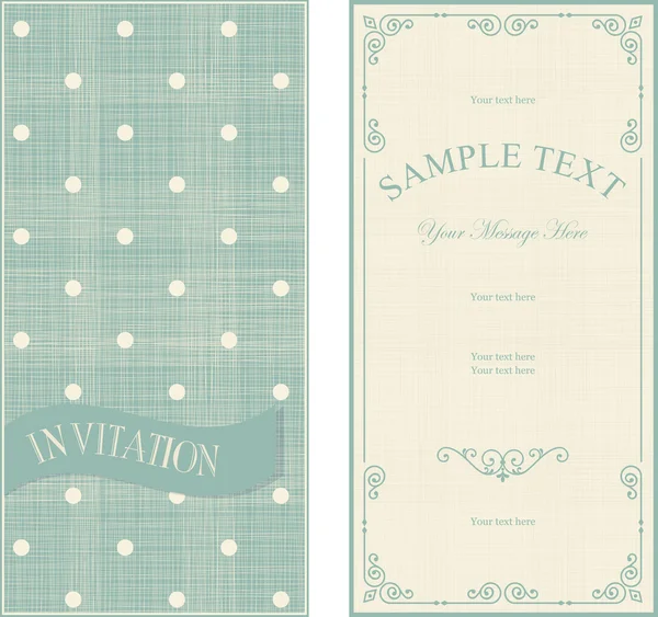 Set of invitation cards on vintage polka dots background — Stock Vector