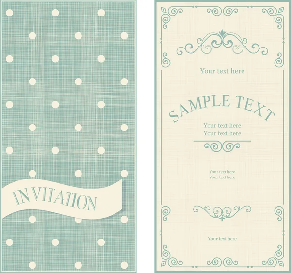 Set of invitation cards on vintage polka dots background — Stock Vector