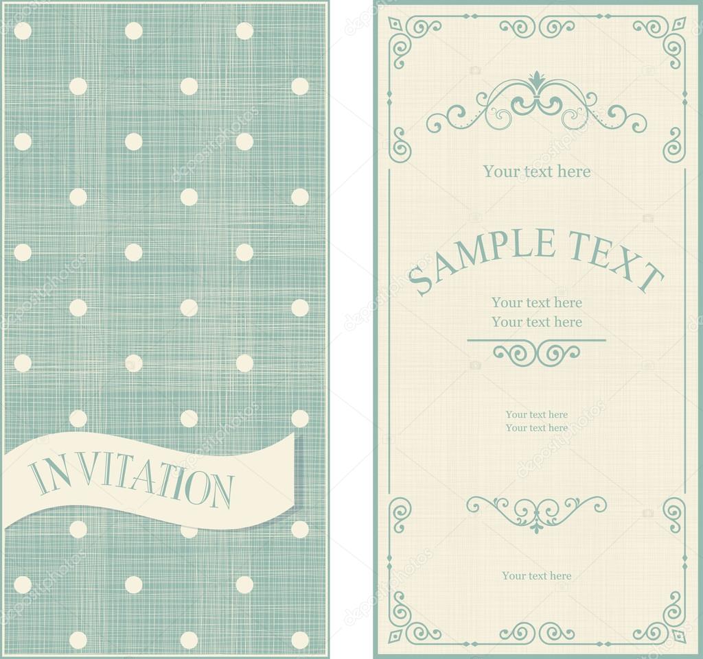 set of invitation cards on vintage polka dots background