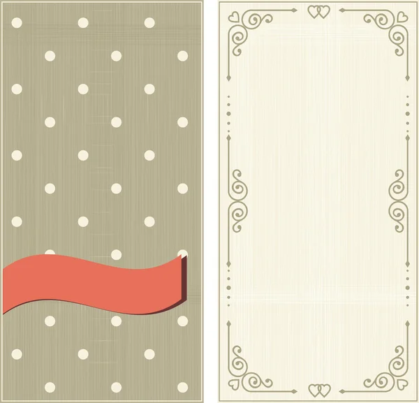 Set van een uitnodigingskaarten op polka dots achtergrond met vintage fr — Stockvector