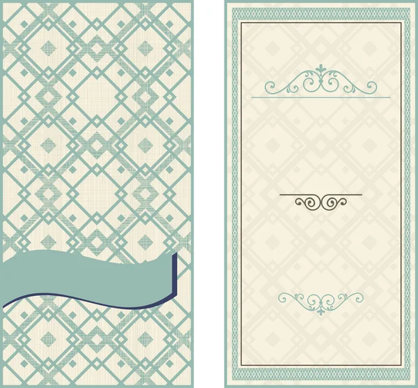 Set de tarjetas de invitación sobre fondo geométrico vintage — Vector de stock