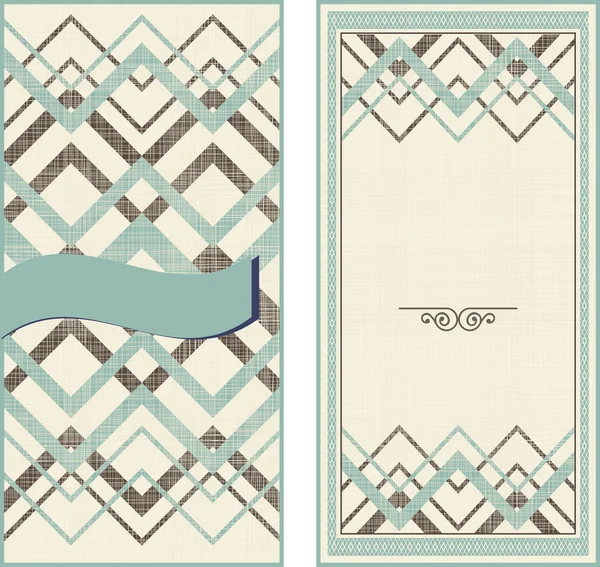 Set de tarjetas de invitación sobre fondo geométrico vintage — Vector de stock