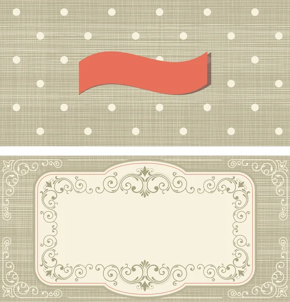 Set van een uitnodigingskaarten op polka dots achtergrond met vintage fr — Stockvector