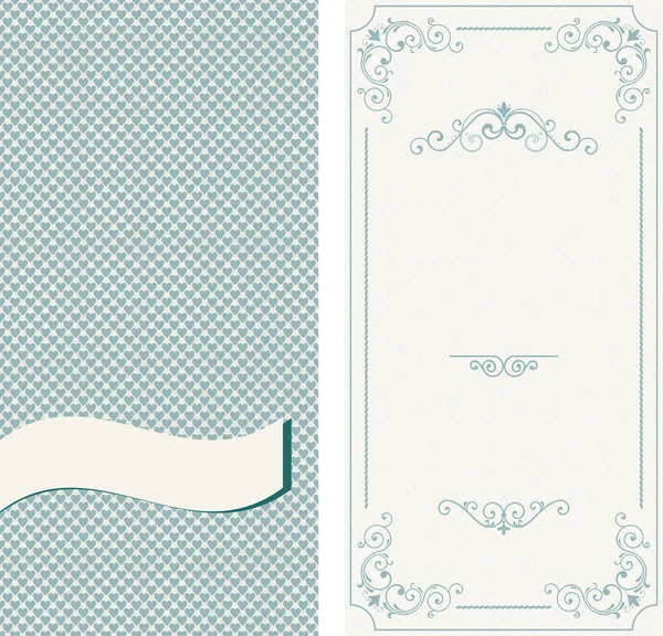 Conjunto de invitaciones vintage sobre fondo retro con corazones azules — Vector de stock