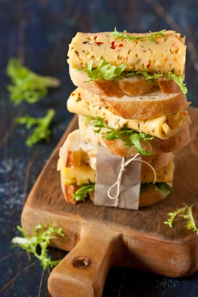 Smakelijke kaas sandwiches. — Stockfoto