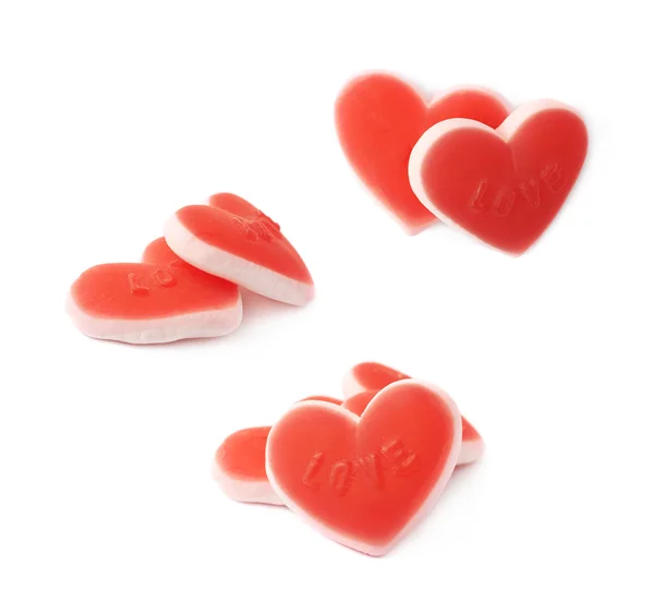 Heart shaped chewing candy isolated — Stock Photo, Image