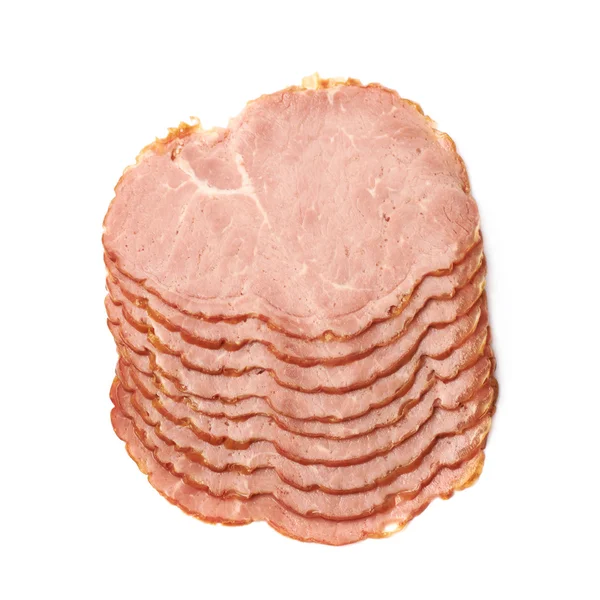 Stack of ham slices isolated — Stock Photo, Image