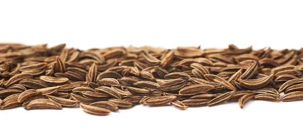 Linha de sementes de cominho isoladas — Fotografia de Stock