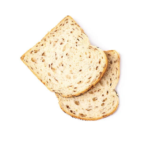 Due fette di pane bianco isolate — Foto Stock