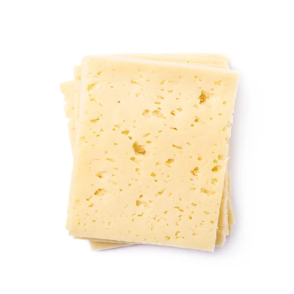 Stapel kaas plakjes geïsoleerd — Stockfoto
