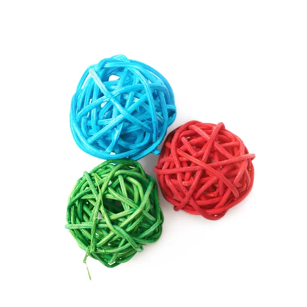 Three decorative straw balls — Stock Photo, Image