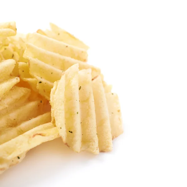 Stapel meerdere potato chips geïsoleerd — Stockfoto