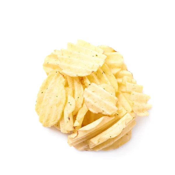 Haufen mehrerer Kartoffelchips isoliert — Stockfoto