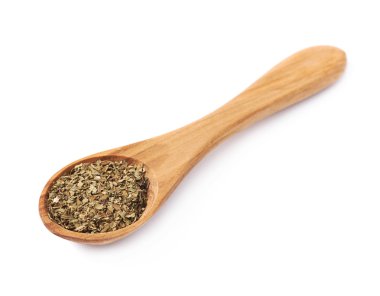 Tahta kaşık ve kurutulmuş fesleğen