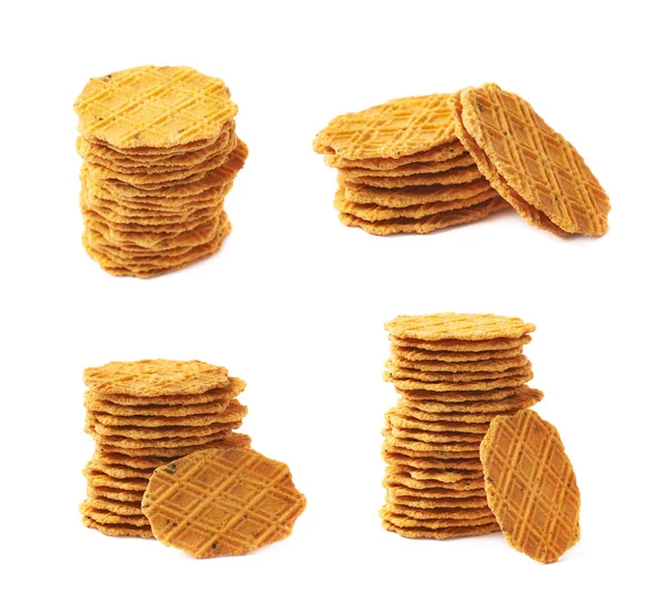 Stapel van platte cookies geïsoleerd — Stockfoto