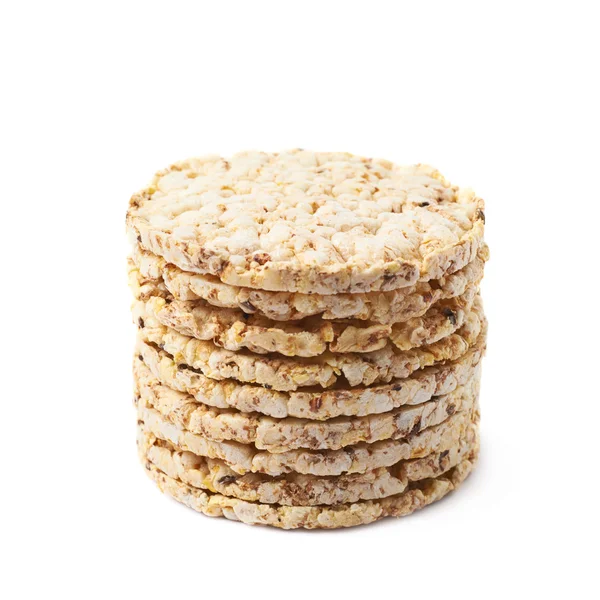 Pilha de biscoitos de arroz dieta isolada — Fotografia de Stock
