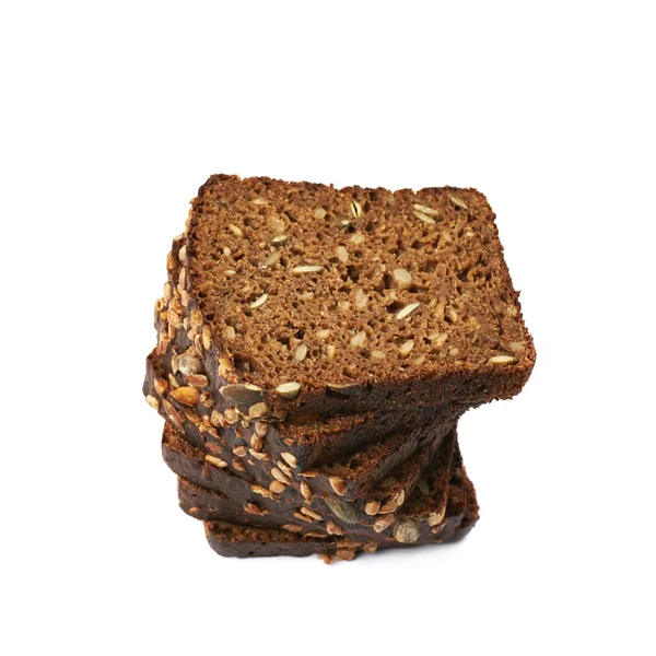 Black bread slices stack isolated — Stock Photo, Image