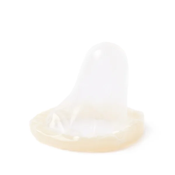 Rolled latex condom isolated — Stock Photo, Image