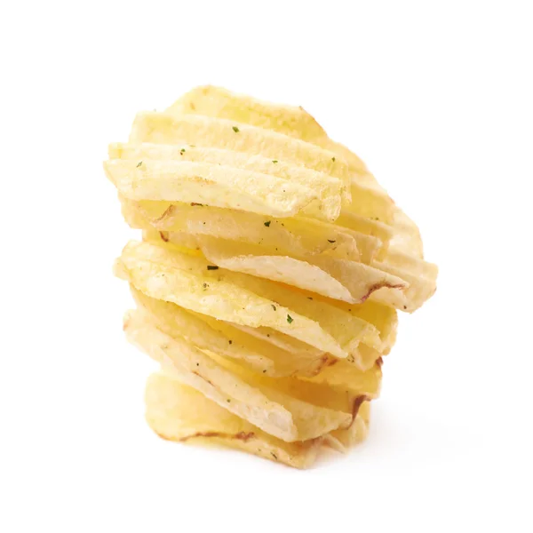 Stack pile of potato chips isolated — Stock Photo, Image