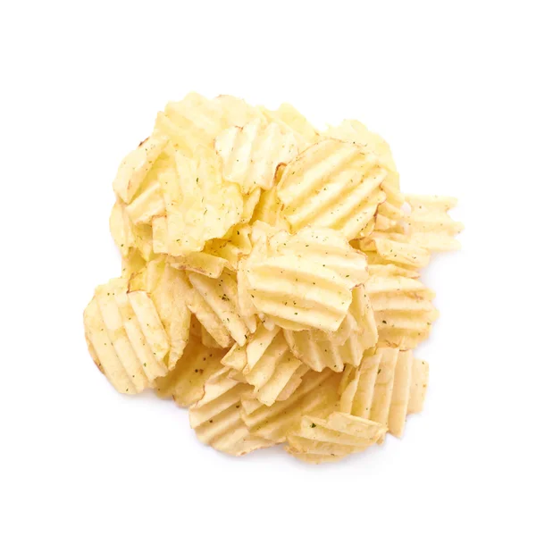 격리 된 여러 개의 감자 칩의 더미 — 스톡 사진
