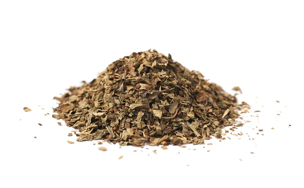 Pile of dried basil seasoning isolated — Stock Photo, Image