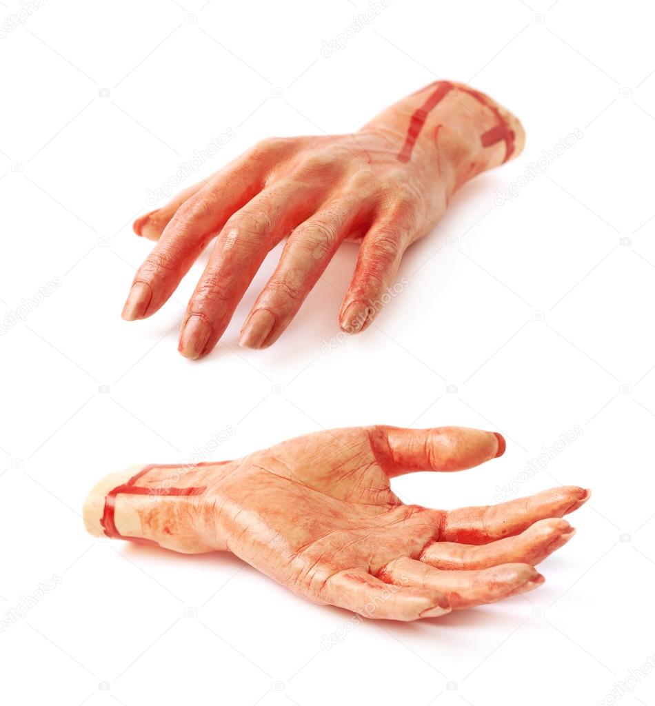 Fake severed hand isolated