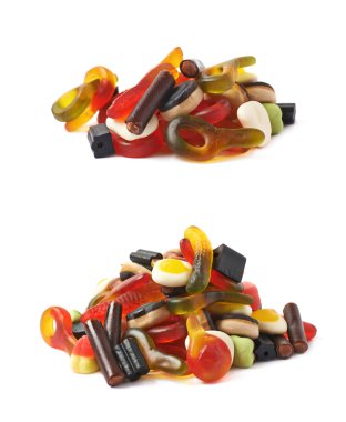 Birden çok renkli şekerler yığını