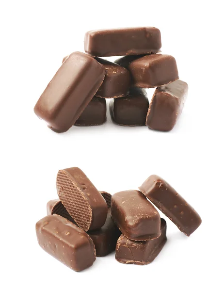 Gecoate chocoladesuikergoed bar geïsoleerde — Stockfoto