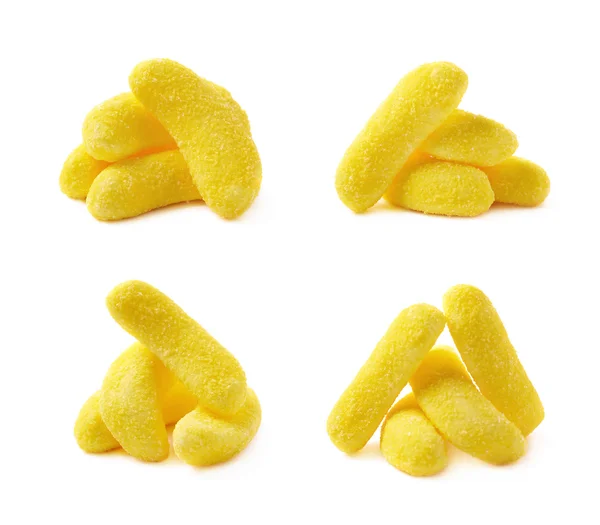 Banana shaped chewing candy isolated — Stock Photo, Image