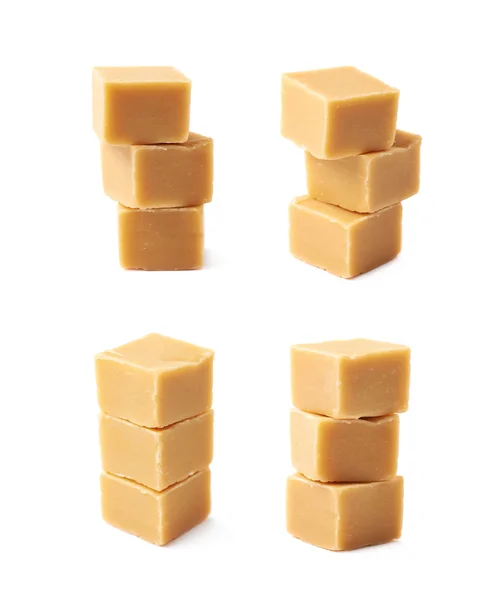 Mantequilla de almendra toffee cubo aislado — Foto de Stock