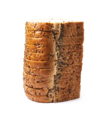 Beyaz ekmek dilimleri yığını izole