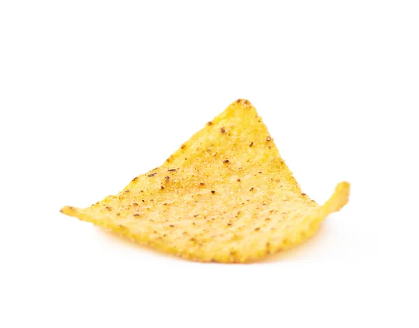 Chip tortilla pojedynczy kukurydzy na białym tle — Zdjęcie stockowe