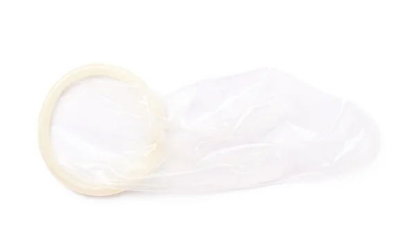 İzole unrolled lateks prezervatif — Stok fotoğraf