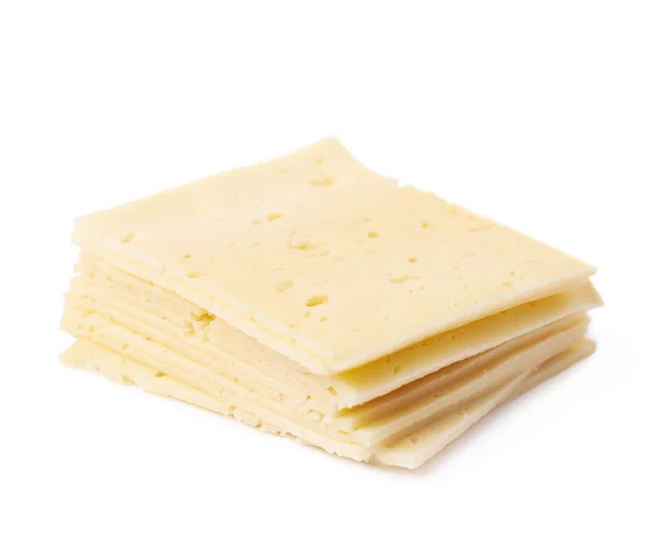 Haufen Käsescheiben isoliert — Stockfoto