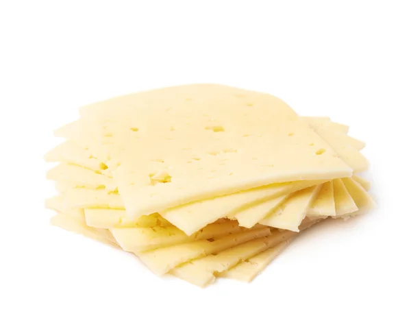 Σωρός από φέτες τυρί απομονωθεί — Φωτογραφία Αρχείου