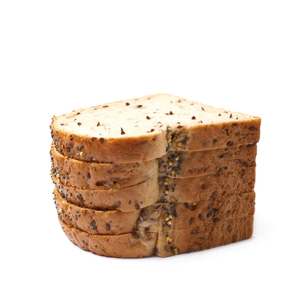 Mucchio del pane bianco fette isolate — Foto Stock
