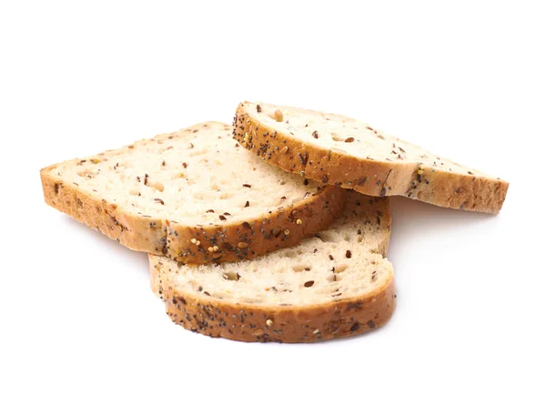 Τρεις φέτες άσπρο ψωμί απομονωθεί — Φωτογραφία Αρχείου