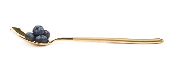 Złoty łyżka pełne Borówka — Zdjęcie stockowe