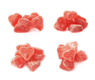 İzole kırmızı kalp şeklinde şeker
