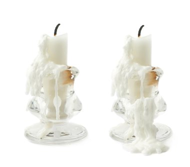 Şamdan izole içinde yanmış mum