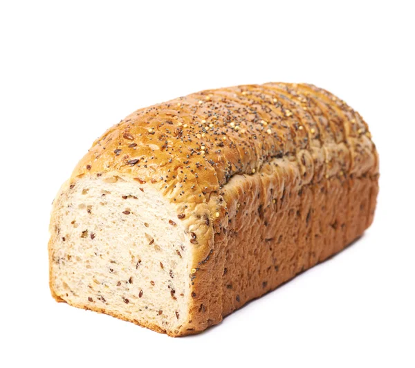 Rolo de pão branco fatiado isolado — Fotografia de Stock