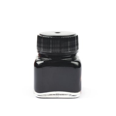 Siyah mürekkep ile dolu küçük şişe